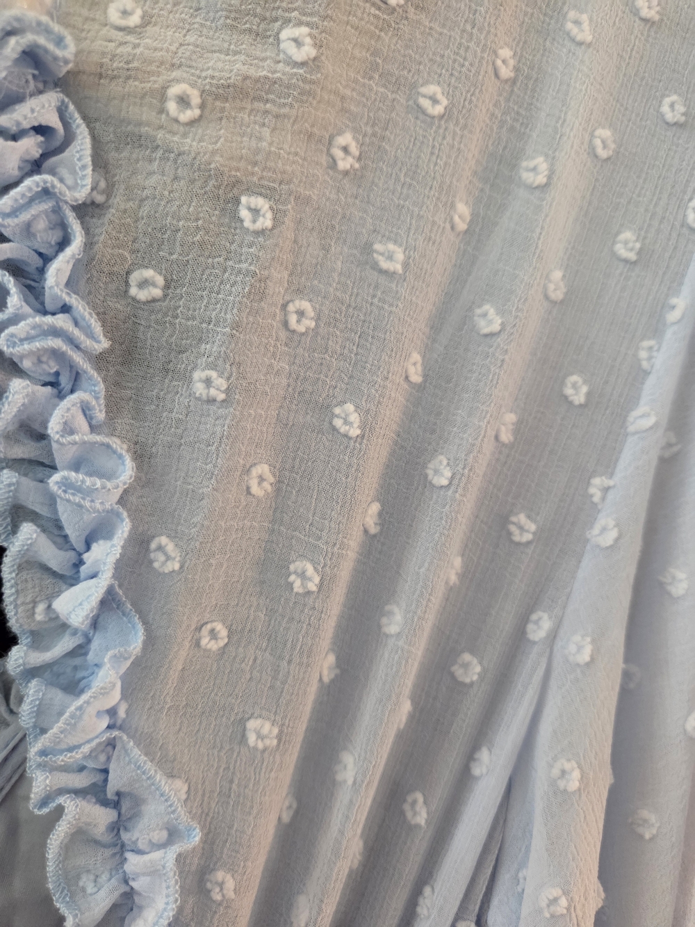 Saints + Secrets Romantic Sky Blue Tiered Ruffled Open Back Mini Dress - Size S - Picture 9 of 11